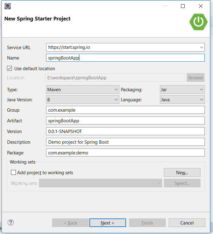 Spring Starter Project Wizard
