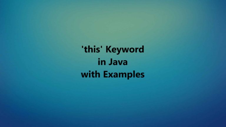 this Keyword in Java